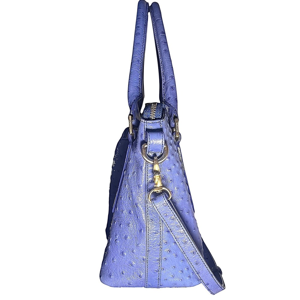 Brahmin Norah Hobo Blue Ostrich Embossed Leather Crossbody Bag Gold Hardware - Picture 3 of 16